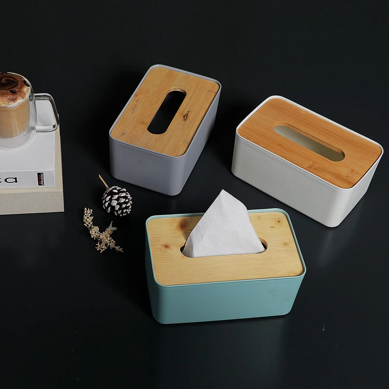 Premium Wooden Lid Tissue Holder