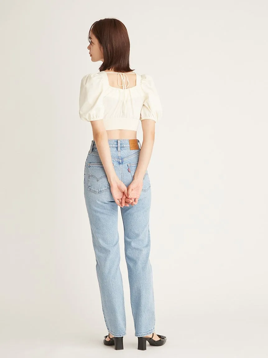 Puff Sleeve Cropped Knit Tops