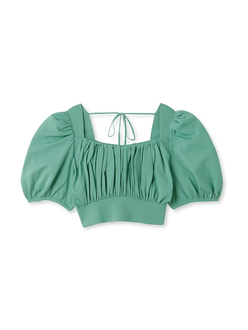 Puff Sleeve Cropped Knit Tops