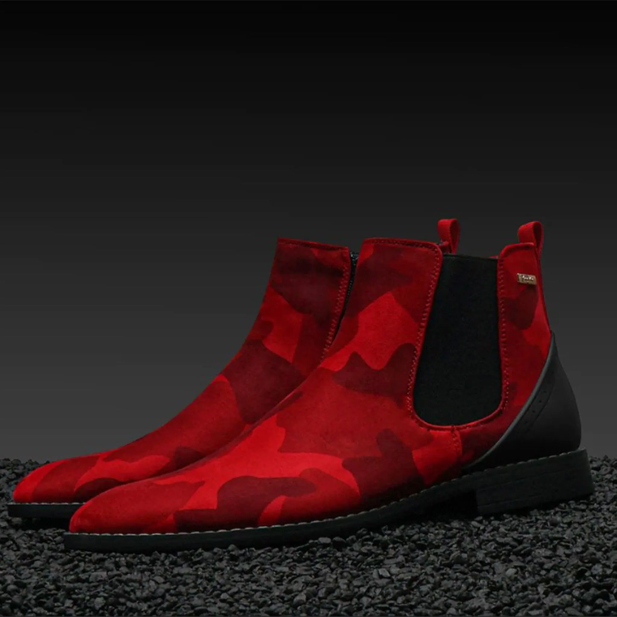 Red Camo Microfiber Chelsea Boot