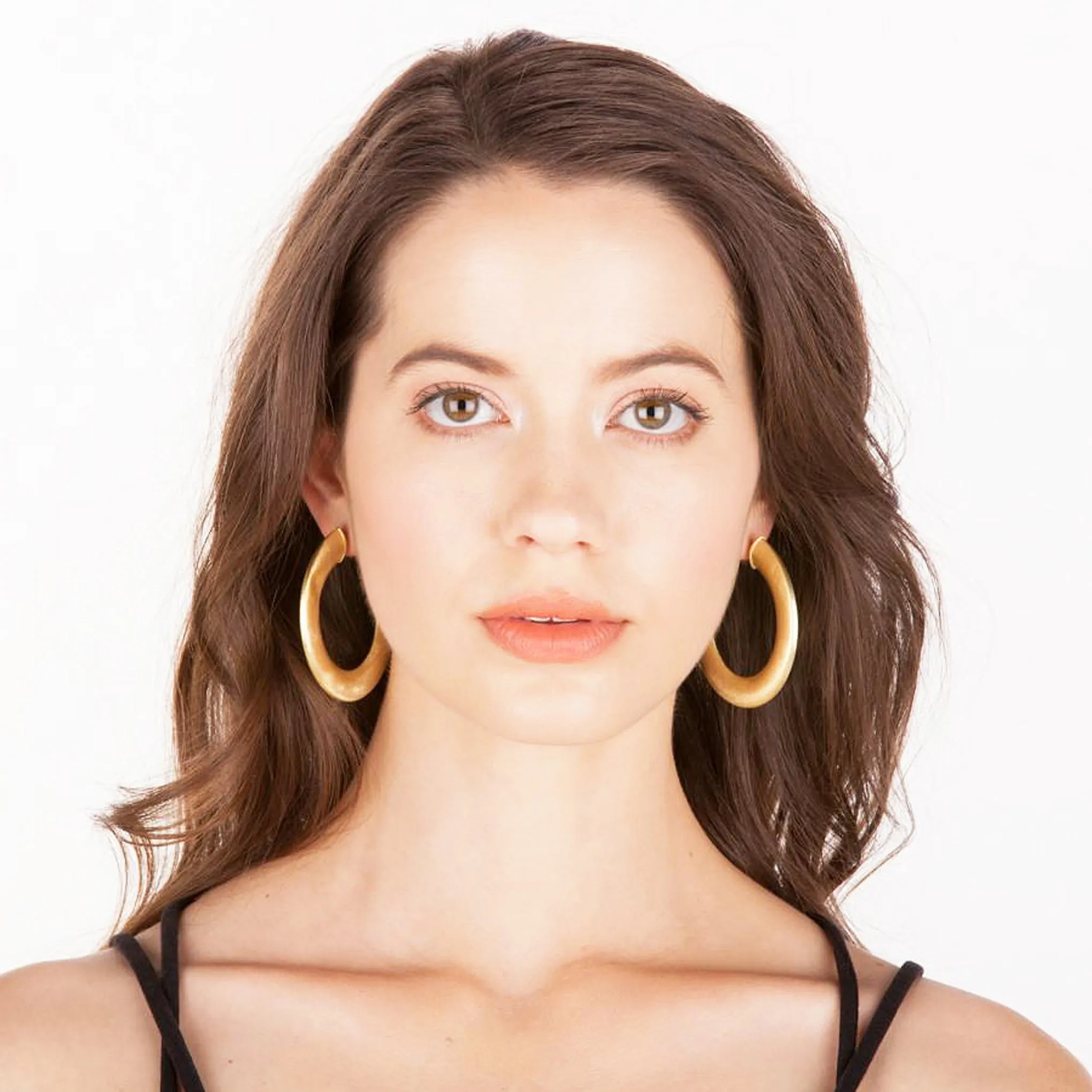 Sheila Fajl Irene 2.25 inch Large Flat Wide Hoop Earrings in Gold Plated