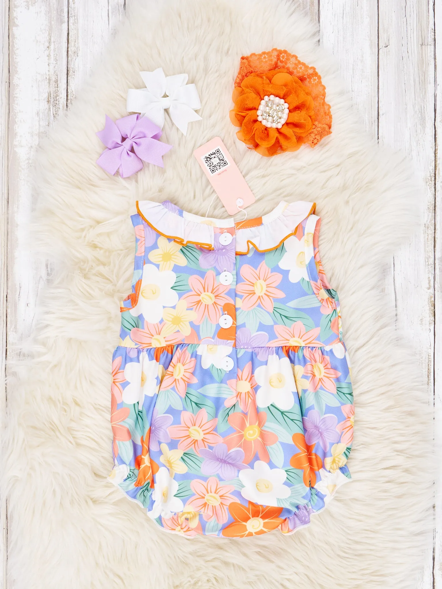 Smocked Bright Floral Ruffle Tank Romper