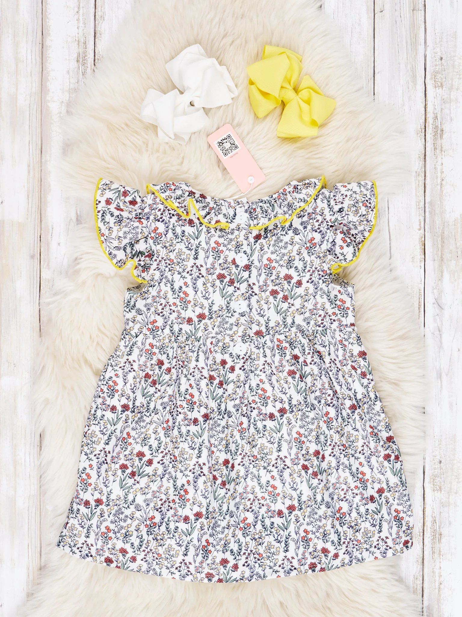 Smocked Ditsy Floral Ruffle Dress