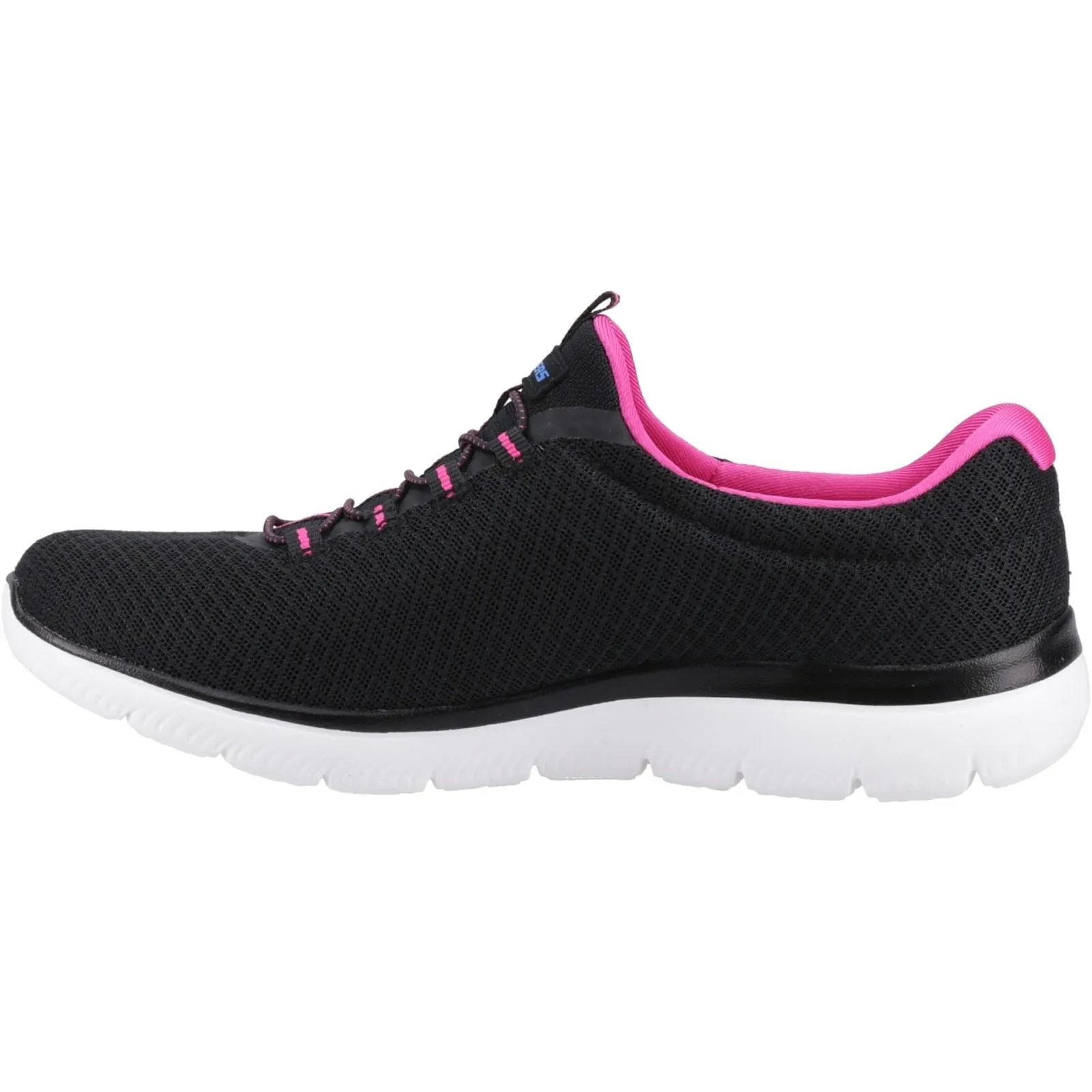 Women's Wide Fit Skechers 12980 Summits Slip On Sports Sneakers - Black/Hot Pink